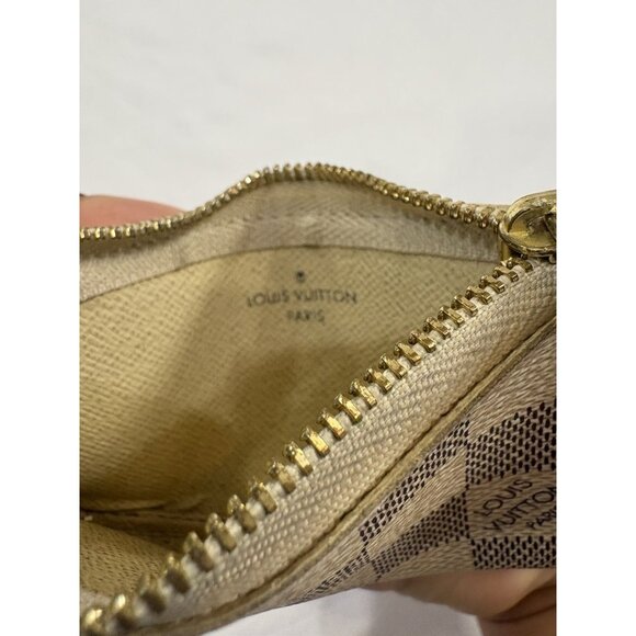 LOUIS VUITTON Key Pouch Key Cles Wallet Damier Azur Key Chain Coin Pouch - Picture 3 of 4